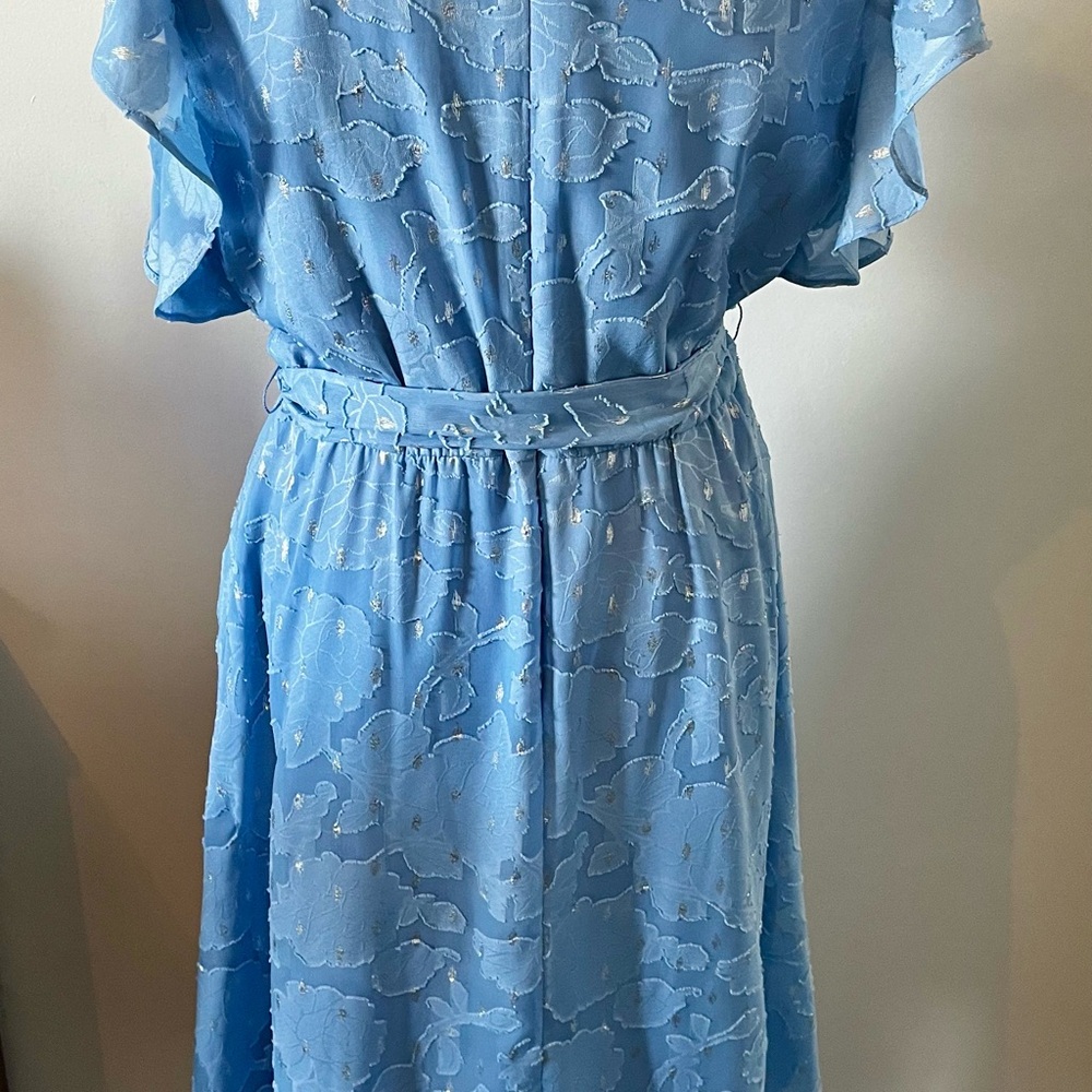 Jessica Howard Blue with Silver accents Flutter Sleeve Dress w/pockets - Picture 4 of 6